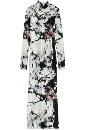 Roberto Cavalli Vestido largo con estampado jaspeado