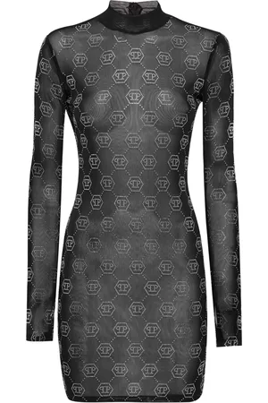 Philipp Plein Vestido de tul con monograma