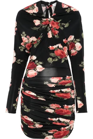 MAGDA BUTRYM Vestido corto drapeado con estampado floral