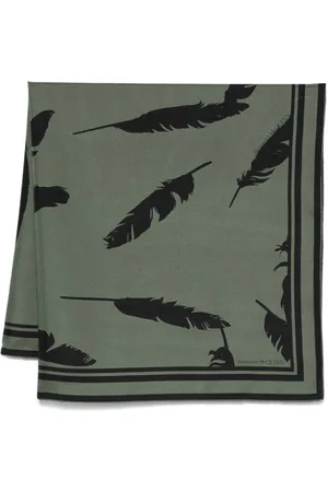 Alexander McQueen Mascada con plumas estampadas