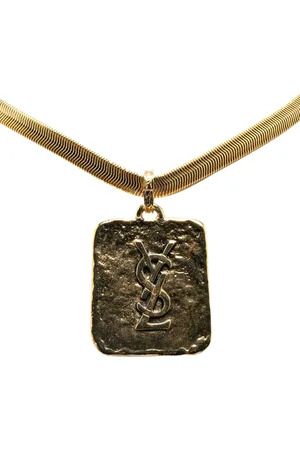 Saint Laurent Collar 20th Century Gold Plated Logo Plate Pendant