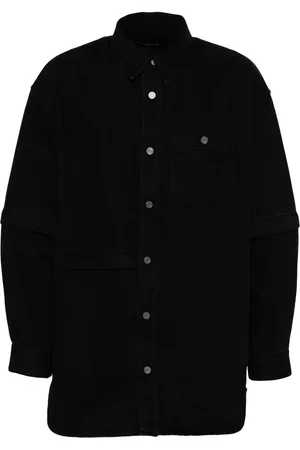 SONGZIO Camisa de mezclilla asimétrica removible