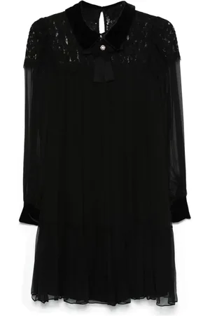 NISSA Vestido midi de seda con paneles de encaje