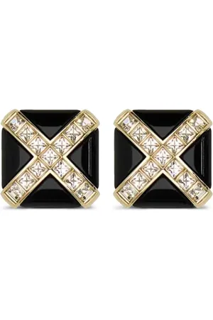 Saint Laurent Aretes de clip con detalles de cristal
