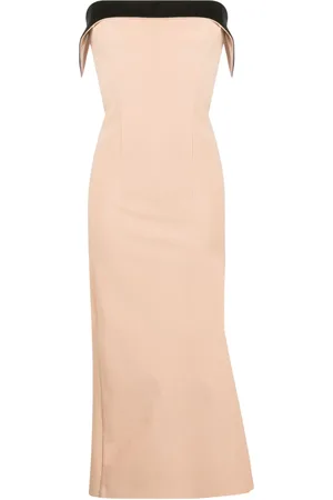 Serafini Vestido midi acampanado con ribete en contraste