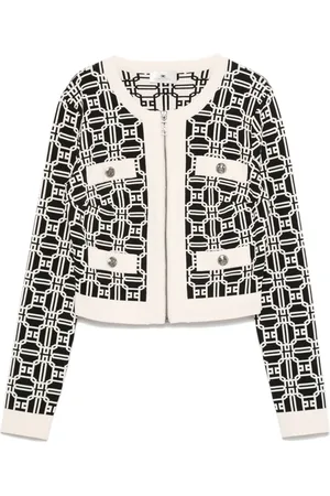 Elisabetta Franchi Cárdigan corto con logo en jacquard
