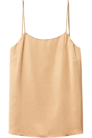Twin-Set Top satinado con cuello cuadrado