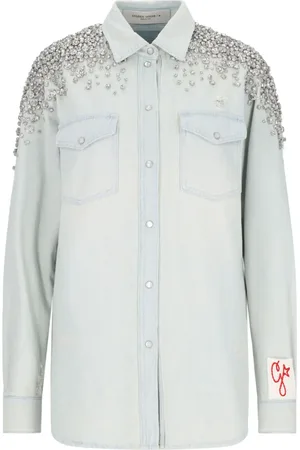 Golden Goose Camisa de mezclilla con detalles de cristal