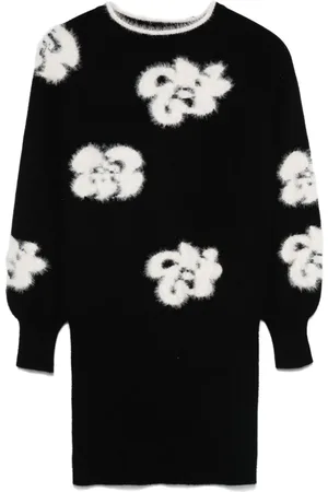 Twin-Set Vestido tejido con motivo florales en intarsia
