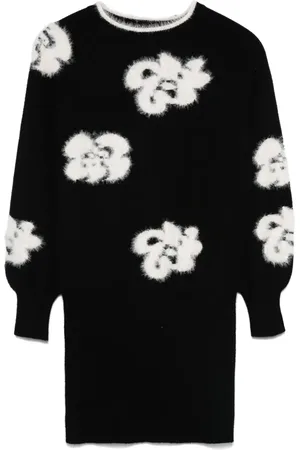Twin-Set Vestido tejido con motivo florales en intarsia