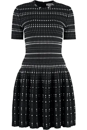 Alexander McQueen Vestido corto tejido con hilo metalizado