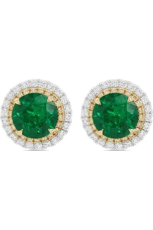 HYT Jewelry Aretes en oro de 18k con diamante y esmeralda
