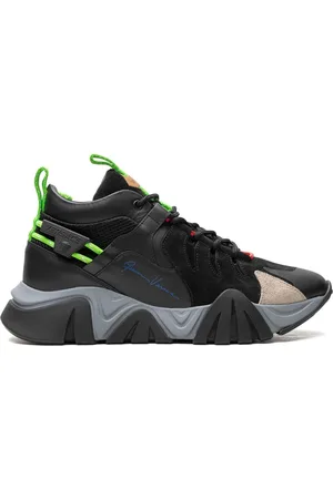 VERSACE Tenis Squalo Black/Fluorescent Green