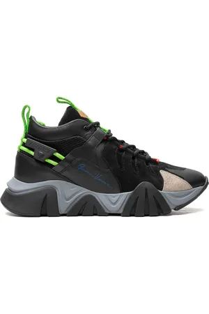 VERSACE Tenis Squalo Black/Fluorescent Green