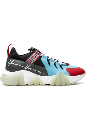 VERSACE Tenis Squalo Light Blue/Red