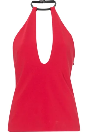 The Attico Blusa con cuello halter y hebilla
