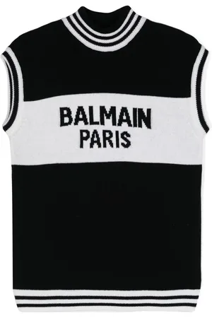 Balmain Top tejido con logo en intarsia