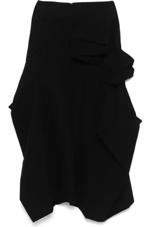 YOHJI YAMAMOTO Falda midi con aplique 3D