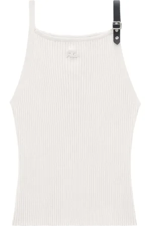 Courrèges Top de canalé con detalle de hebilla