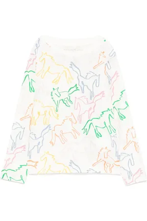 Stella McCartney Playera manga larga con caballos estampados