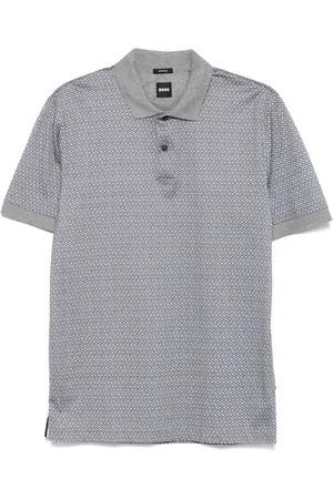HUGO BOSS Playera tipo polo con monograma estampado