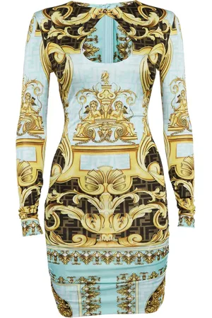 Fendi Fendace Gold Baroque Mini Dress