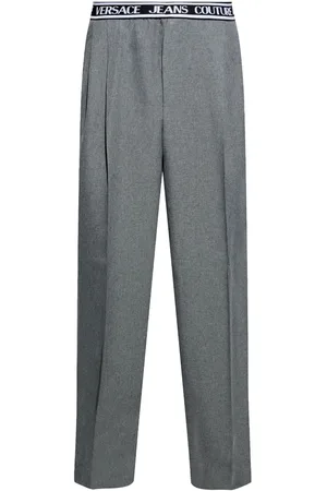 VERSACE Pantalones rectos con logo en la pretina