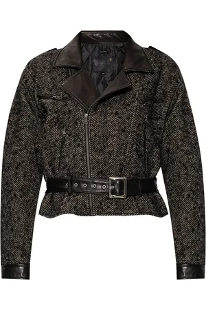 R13 Chamarra biker con estampado pied de poule