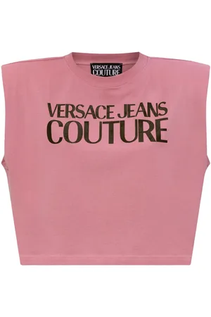 VERSACE Top corto con logo estampado