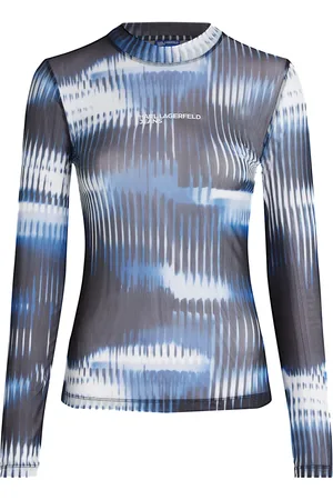 Karl Lagerfeld Top de malla con glitch estampado