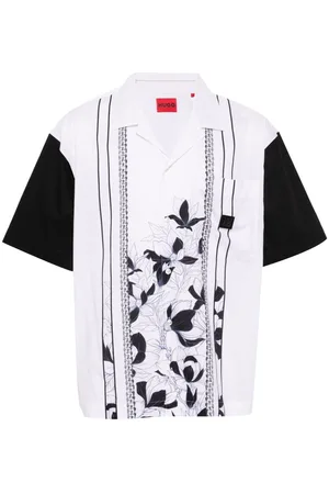 HUGO BOSS Camisa con estampado floral y cadena