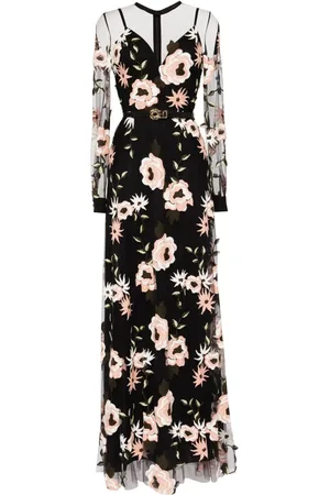 Elie saab Vestido de tul con bordado floral