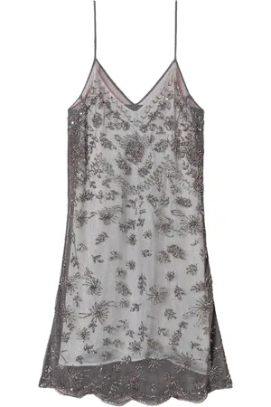 Twin-Set Vestido corto con tul bordado