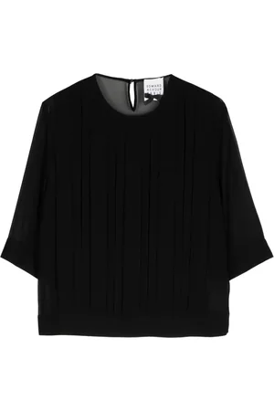 Edward Achour Paris Blusa transparente con medias mangas
