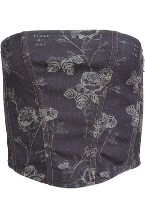 FLEUR DU MAL Top estilo corset con logo floral en jacquard