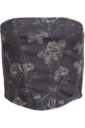 FLEUR DU MAL Top estilo corset con logo floral en jacquard