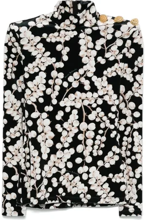 Balmain Top de terciopelo con uvas estampadas