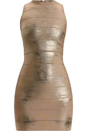 Hervé Léger Vestido corto metalizado
