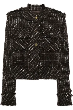 JNBY Chamarra de tweed con detalles de cristal