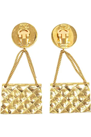 CHANEL Aretes Gold Plated CC 2.55 Flap Bag Clip On 2006