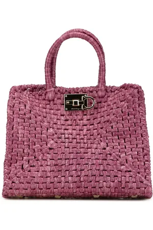 Salvatore Ferragamo Tote 21th Century Raffia Studio Basket Top Handle