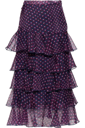 Cynthia Rowley Falda de seda con volantes