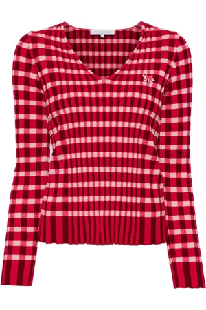 Maison Kitsuné Suéter tejido de canalé con motivo de cuadros