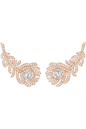 Boucheron Aretes de clip Plume de Paon en oro rosa de 18kt con diamantes