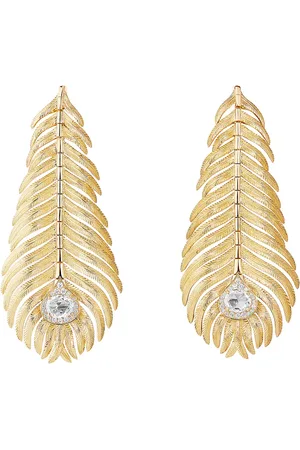 Boucheron Aretes Plume de Paon en oro amarillo de 18kt con diamantes