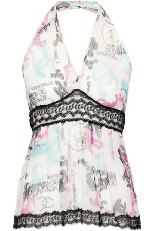 CHANEL Top de seda con graffiti