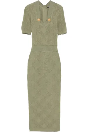 Balmain Vestido midi con motivo de cuadros gingham