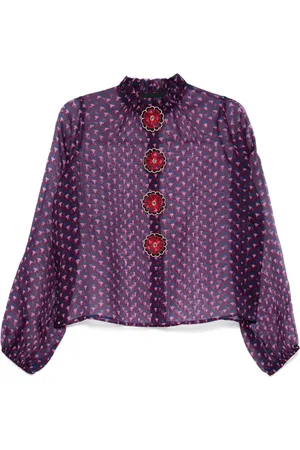 Cynthia Rowley Blusa de seda con botones florales