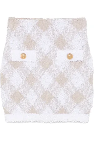 Balmain Falda corta con motivo de rombos