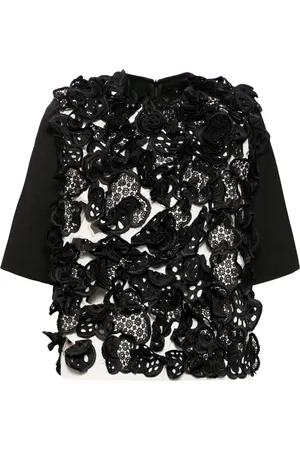 BIYAN Blusa con encaje guipure